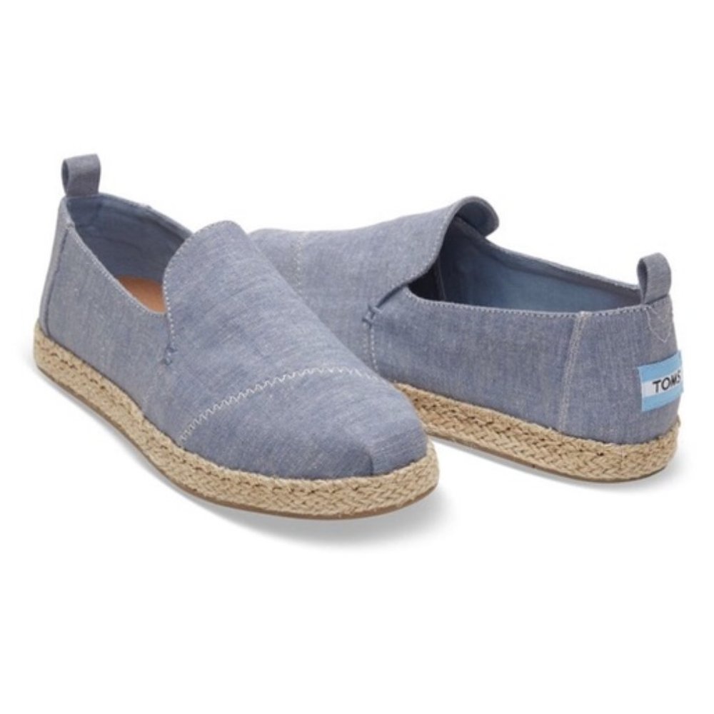 Toms Blue Chambray Denim Espadrille Alpargatas 8
